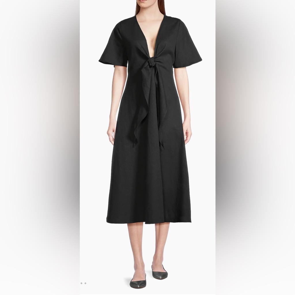 Harshman Fiorella Knotted Linen Dress- Size Xs